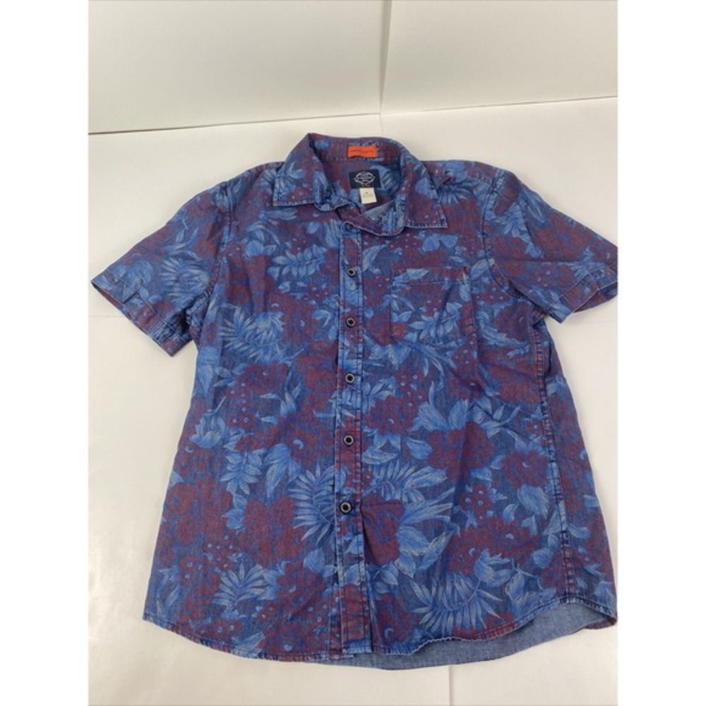 ST JOHN'S BAY Shirt Mens Medium Floral Hawaiian Button Up Short‎ Sleeve Shirt